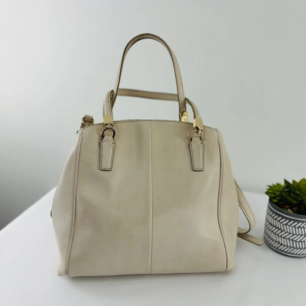 Coach Minetta Ivory Crossgrain Leather Satchel Crossbody Bag F34607